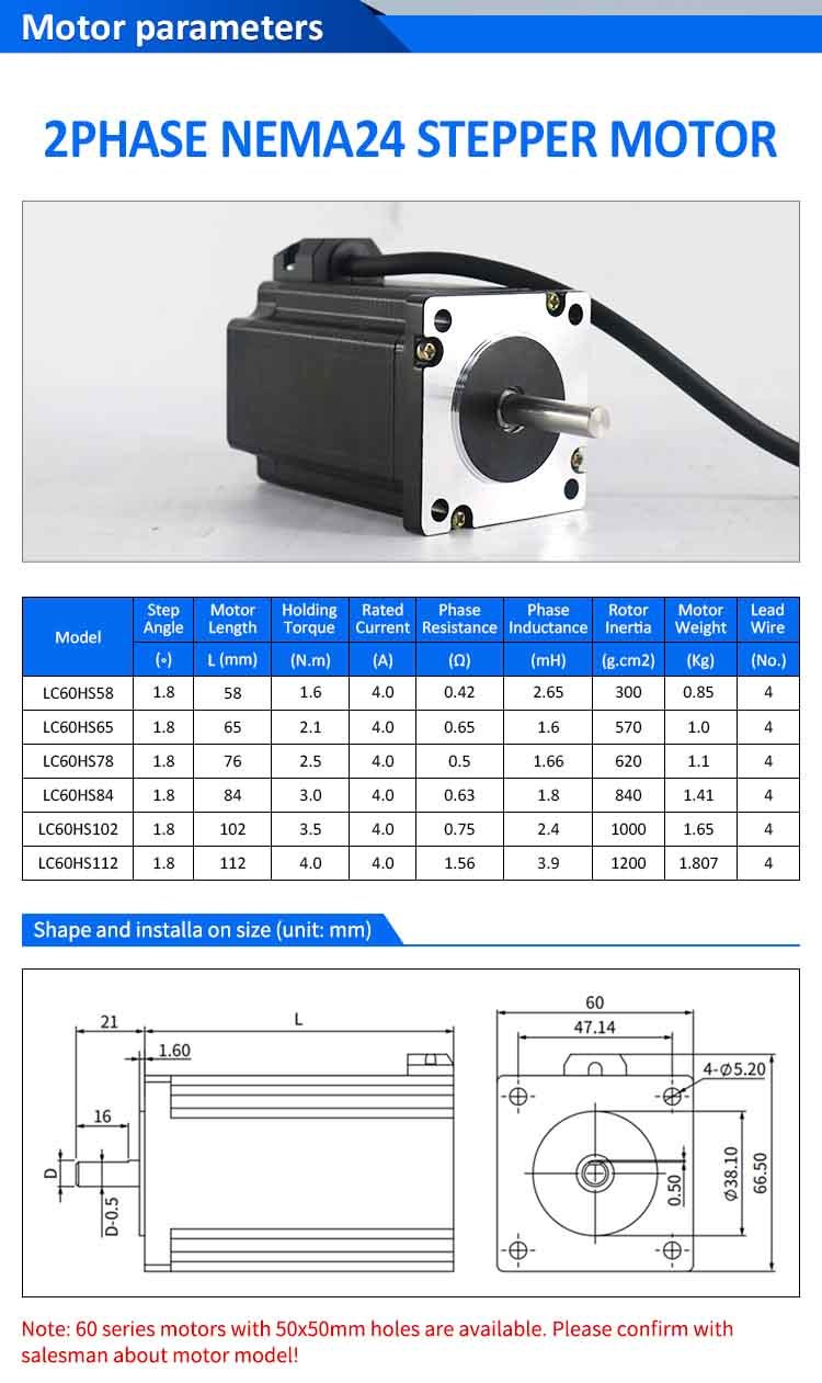 Lichuan 2A DC Open Loop Stepper Motor Drivers Kit EtherCAT 3.5N.m 2 Phase Nema24 DC24V~50V 4.0A