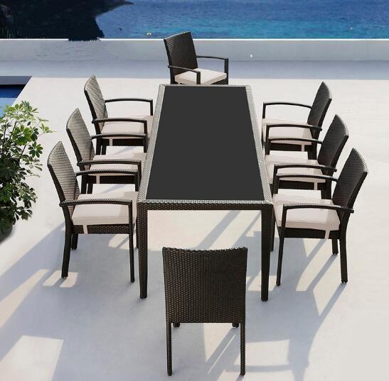 Leisure Modern PE Rattan outdoor Chair and table sets Aluminium  Garden wicker stackable Chair
