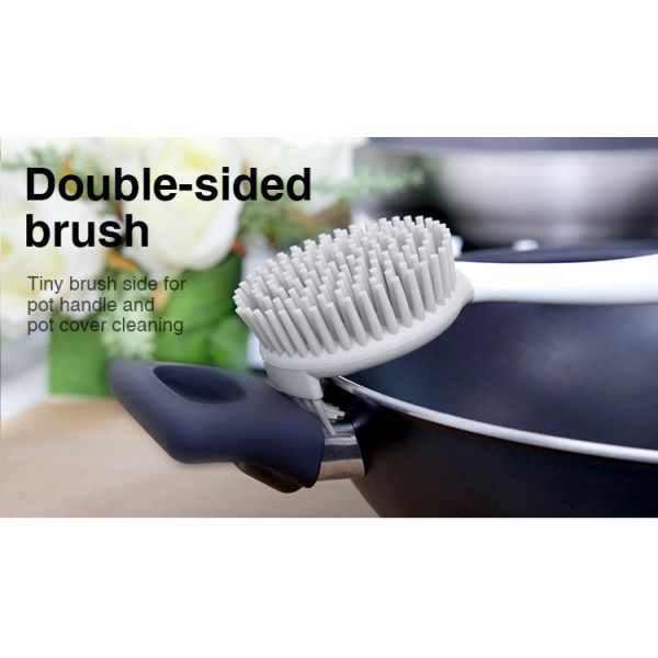 Двойная бортовая щетка чистки кухни, серая щетка чистки с пластиковой головой руки ТПР