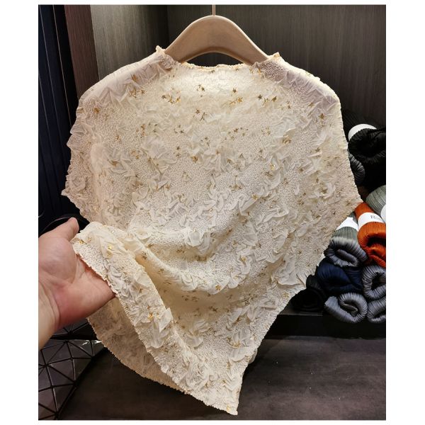 Handmade Crochet Top for Women Summer New Loose Plus Size Solid Color Round Neck Short Sleeved T-Shirt Breathable Feature