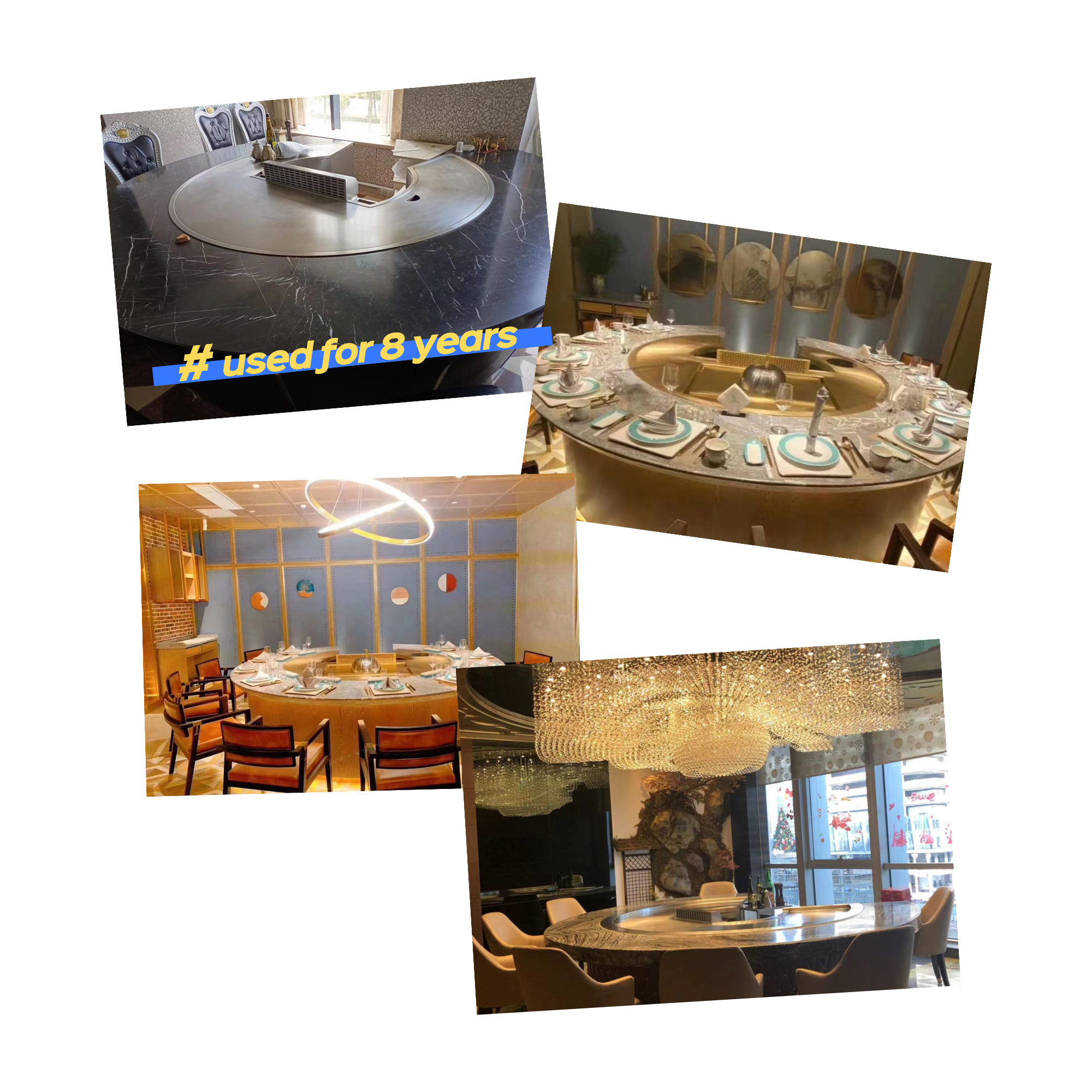 GREENARK Restaurant Commercial Round Electric Teppanyaki Grill Table