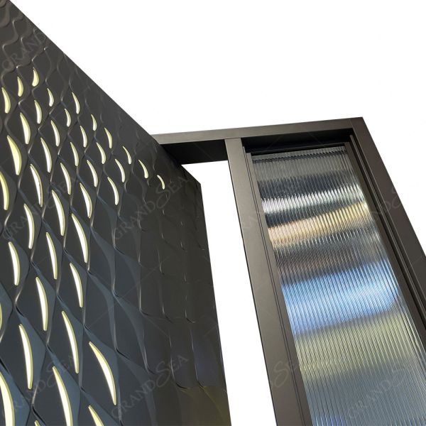 Aluminium Door with LED Lights American Senior Entrance Door Superior a Class Lock System Aluminium Door