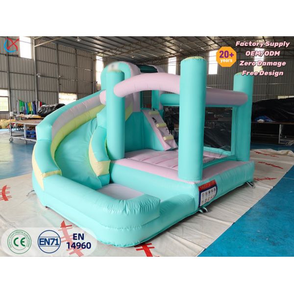 Commercial-Grade PVC Pastel Bouncy Castle with Slide for Kids Parties & Events