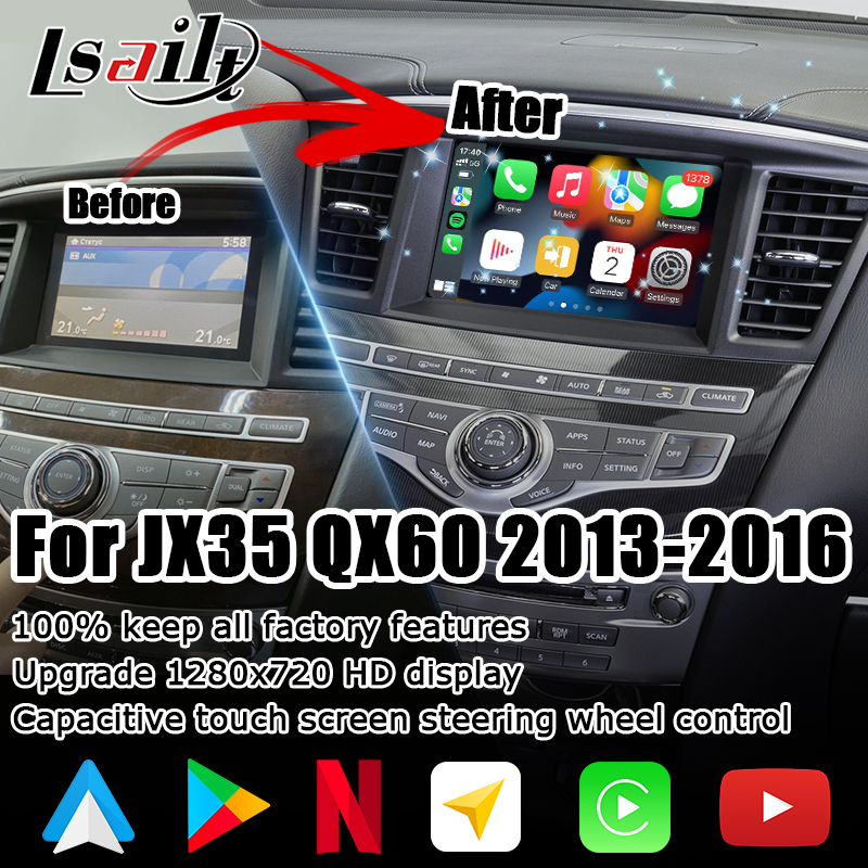 HD сенсорный экран с несколькими пальцами carplay android автоматическое обновление для Infiniti QX60 JX35 2013-2016 IT06