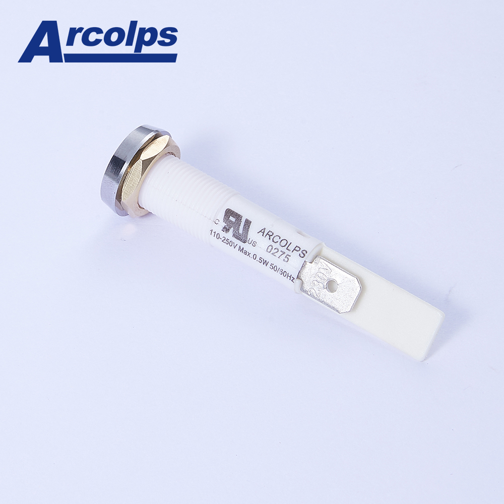 High Visibility Plastic Red LED Indicator IP65 4.8mm Terminal For 110-250V AC Voltage