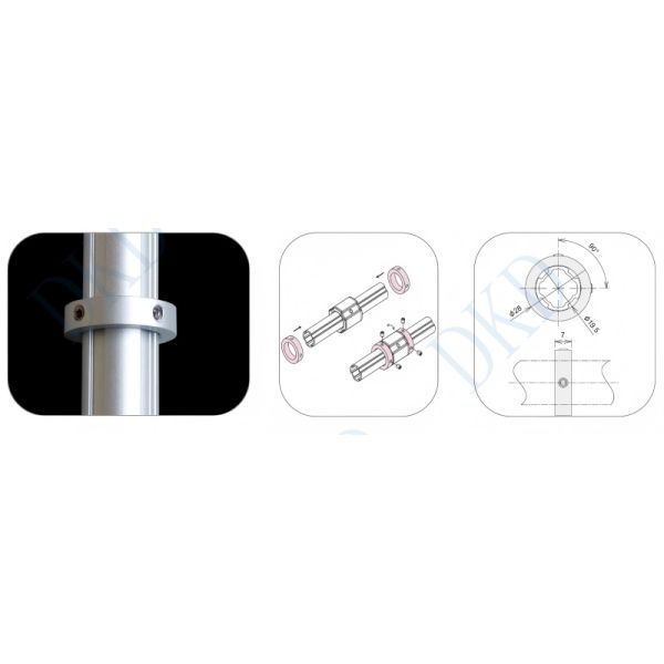 DYE19-03 Aluminum Tube Fittings Lean Pipe Slider Horizontal Located Ring Slider Fixed Positioner