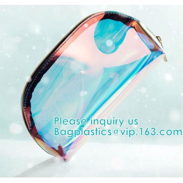 Eco Beauty Holographic Travel Cosmetic Bag,Makeup Bag PVC Holographic Laser Clear Transparent Women Cosmetic Bag handy