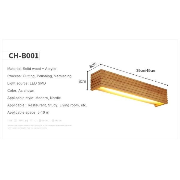 Bathroom Mirror Indoor Lighting Linear Solid Wood LED Wall Lamps (WH-VR-134)