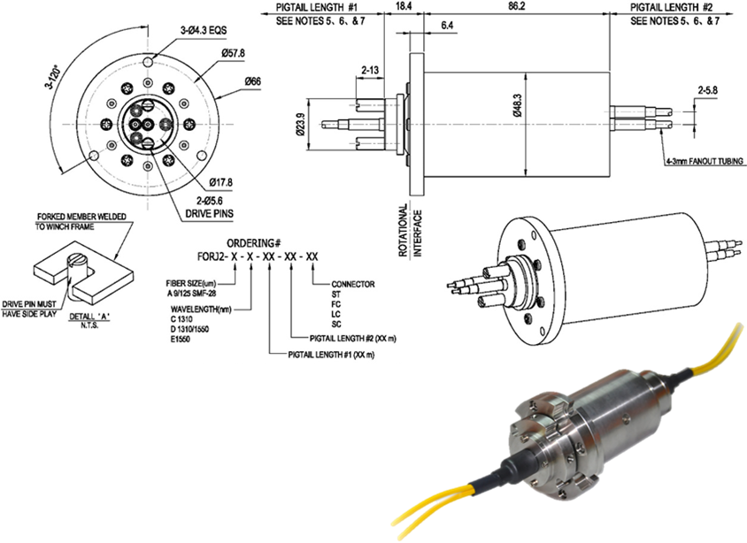 High Precision Metal Fiber Optic Rotary Joint For Radar / Electro Optical Pods