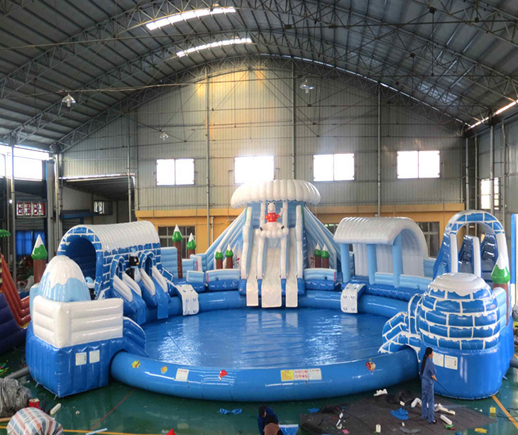 Factory Price Custom Inflatable Amusement Water Park with Swimming Pool and Water Slide Games PVC Material Outdoor Use