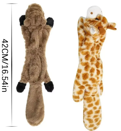 Double Layer Reinforced Fabric Durable Cute No Stuffing Chewtle Plush Squeaky Dog Toys