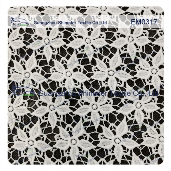 Five-Petal Flower Embroidered Lace Fabric for garment/ladies dress/wedding dress