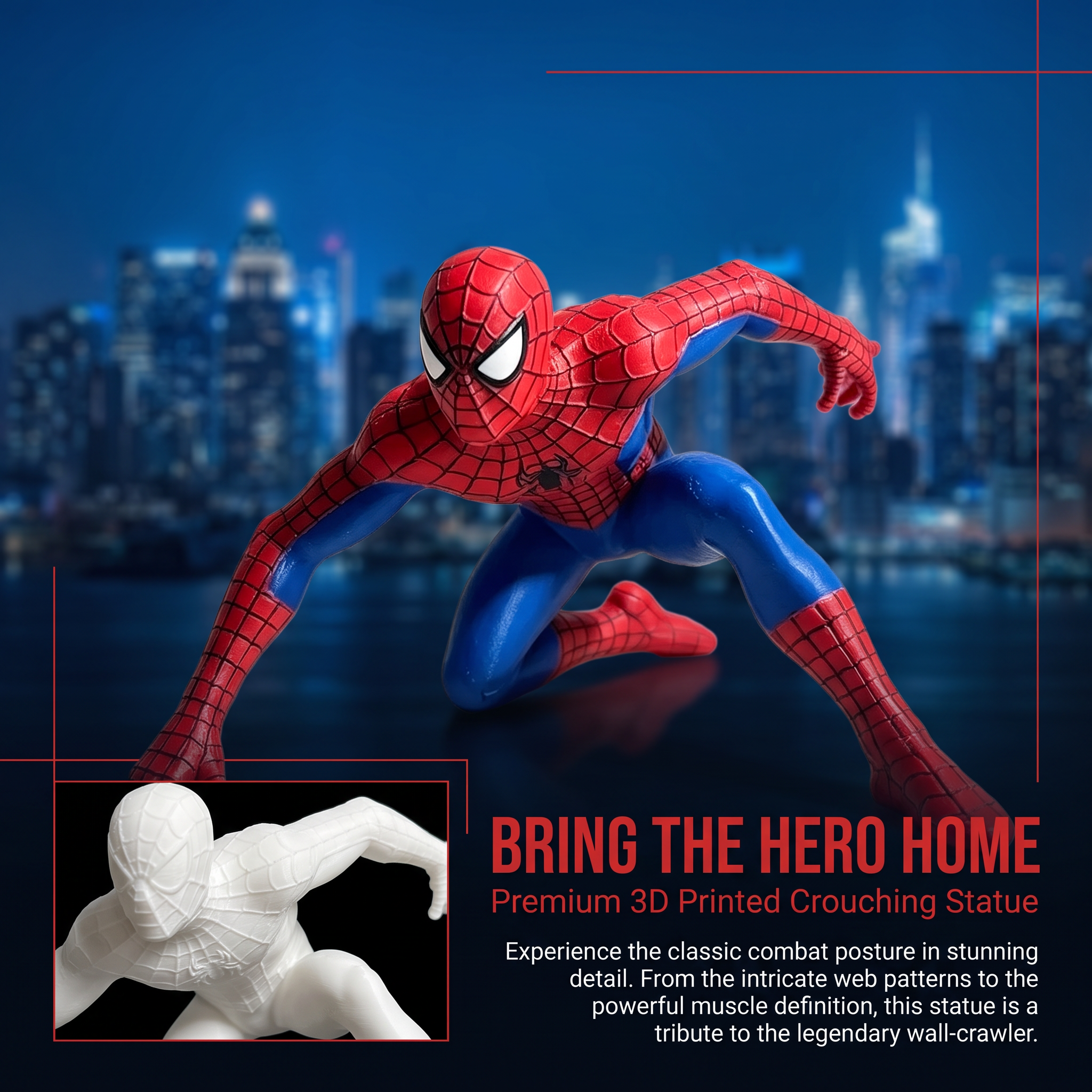 Classic 3D Printed Toys Sanding Painting Crouch Pose Mini Superhero Figurines
