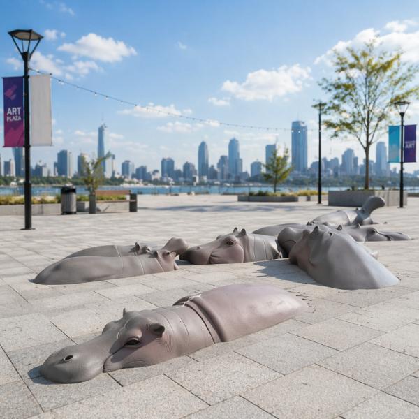 Custom Outdoor Life Size Hippo Statue Bronze Animal Sculpture for Garden Park Zoo Decoration Metal Art Display Figure Landscape