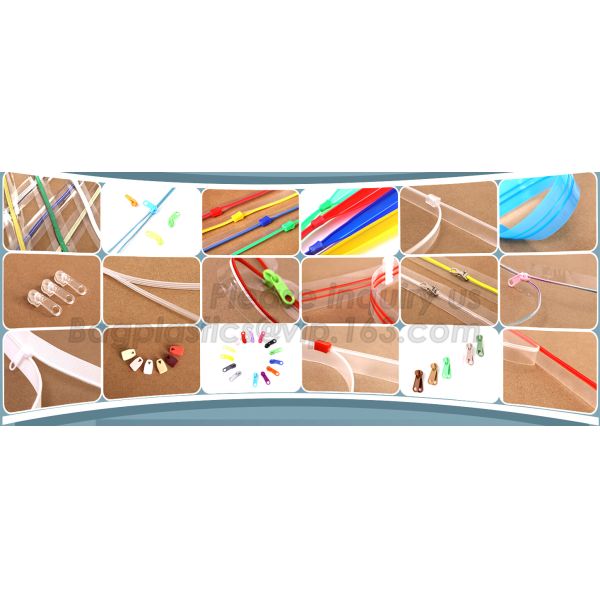 String zipper, PP Flanged zipper, PP Slider zipper; PVC String zipper, PVC Flanged zipper, PVC  Slider zipper