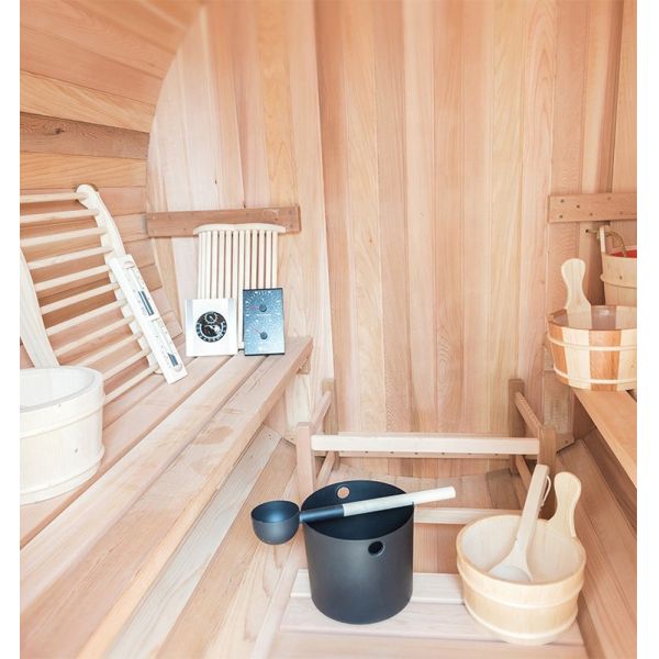 2021 New Canadian Pine/Hemlock/Cedar Outdoor Barrel Steam Sauna Traditional Traditional Sauna With Heater Accessories 4-6 Person