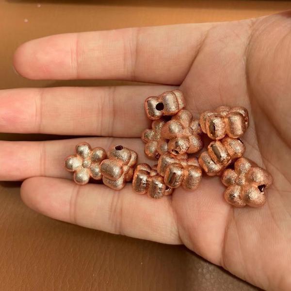Geometric 8mm Forte Beads Bracelet , 14k Real Gold Plated Flower Bracelet With Beads