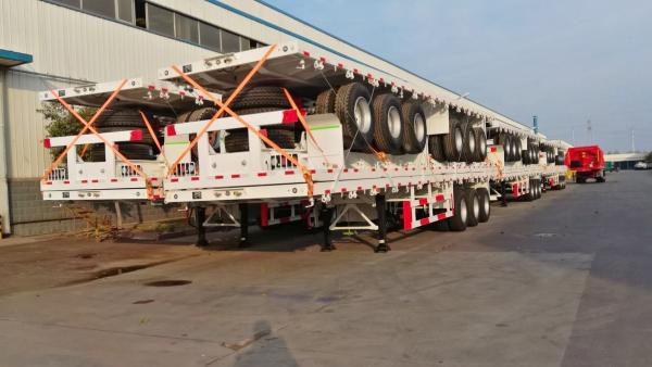 3 Axles 20FT 40FT Semi Truck Flatbed Trailer  Container Transportation 60-100 Tons