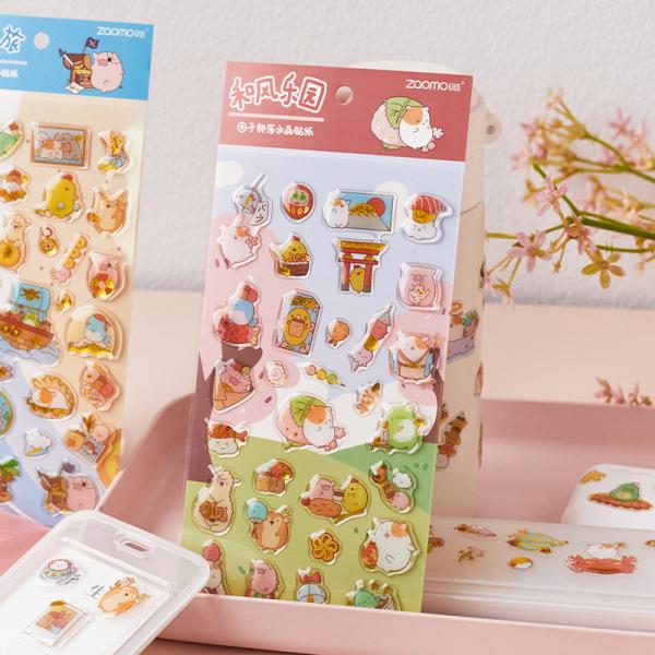 Etiqueta bonito do PVC de Crystal Sticker Stationery Decorative das etiquetas da cola Epoxy do projeto 3D do OEM para desenhos animados das crianças
