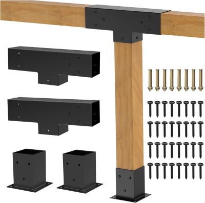 Heavy Alloy Steel Pergola Kit with 3-Way T-Shape Brackets for 4x 4 Lumber DIY Pergola Brackets for Gardens Metal Gazebo Kits