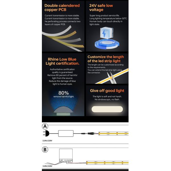 Золото-желтый гибкий светодиодный светодиодный свет для гостиничного шкафа