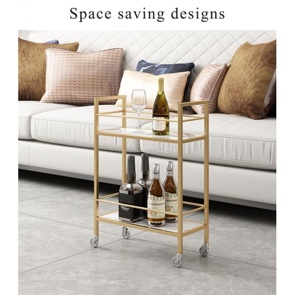 Iron Marble Dining Table Set with 2 Chairs White Marble Surface Gold Powder Coating