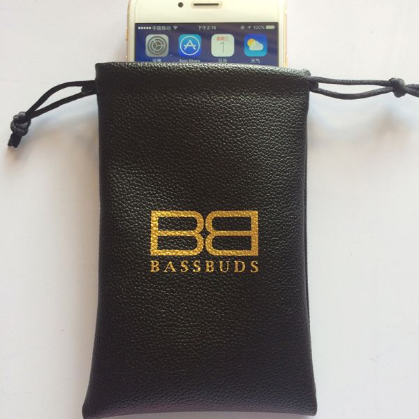 PU Gold-Stamped Leather Bag, High-Grade PU Spring-Type Automatic Storage Bag, Drawstring Cloth Bag, Coin And Key Storage Leather Bag, Headband-Style Data Cable Storage Bag