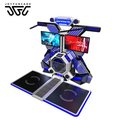 Dual-screen synchronized two-player VR standing Platform arena equipped with turbine lighting and wireless overhead bracket