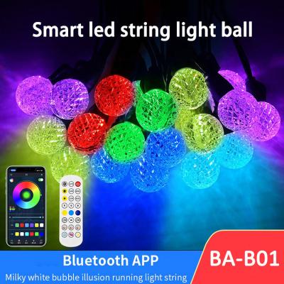 O feriado esperto do diodo emissor de luz do RGB ilumina decorações solares da bola dos motivos da luz da corda do diodo emissor de luz para o jardim
