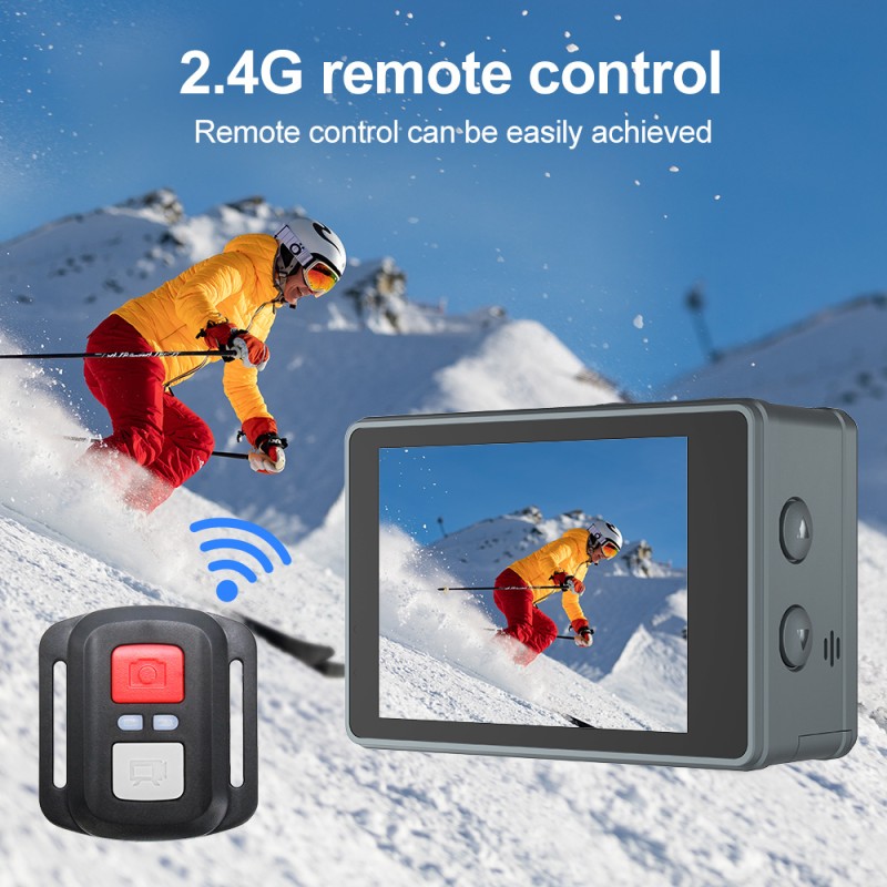 5K Dual Screen Action Camera with MIC EIS Stabilization WiFi Remote Control Waterproof for Outdoor Sports
