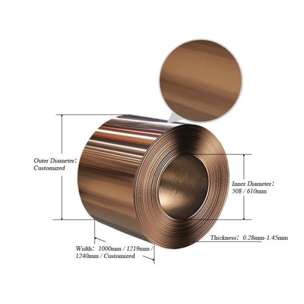 Sus 201 Hairline Pvd Rose Gold 1240mm Color Coated Coil