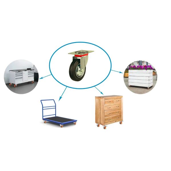 Черные 100mm промышленные рицинусы шарнирного соединения, колеса рицинуса стержня 4 дюймов