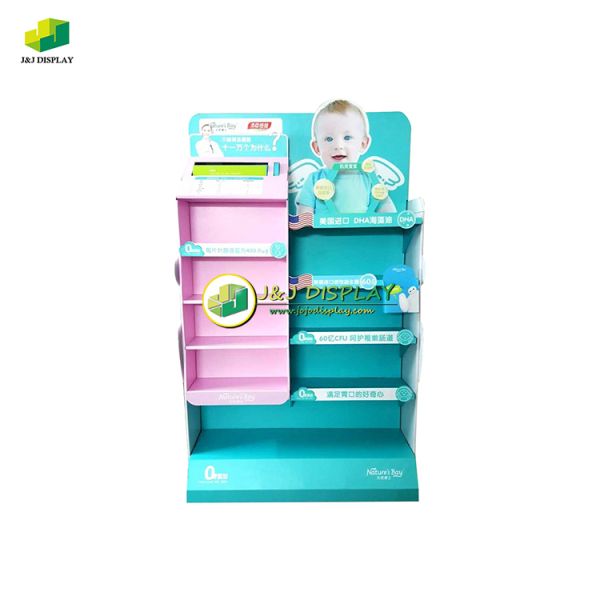 Corrugated Cardboard Retail Floor Display Recyclable Foldable For Baby Care Product