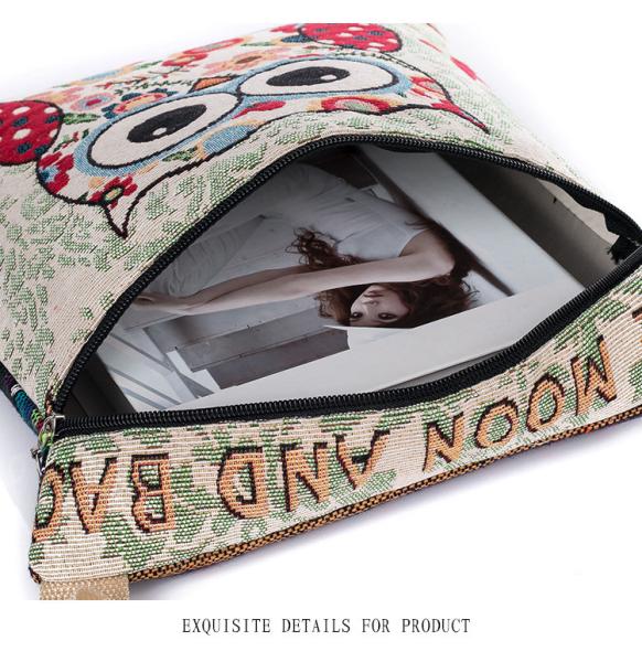 Embroidered handbag casual shoulder Messenger backpack cute female elephant printing woven bag lady