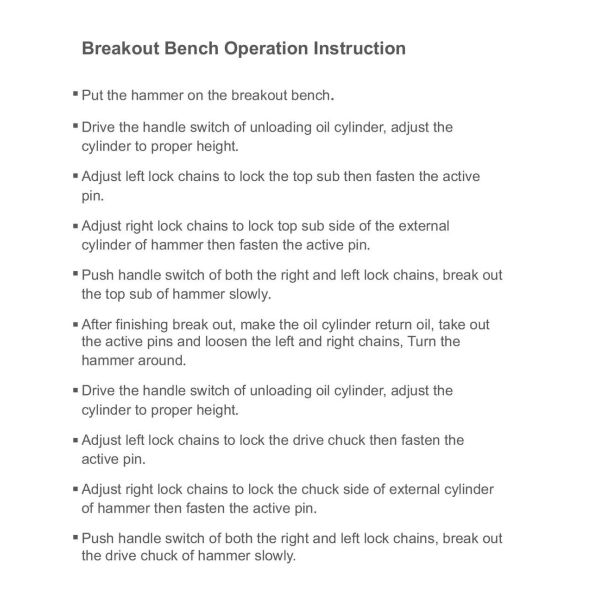 JIS Standard DTH Hammer Demolition Table for Effective Impact Removal