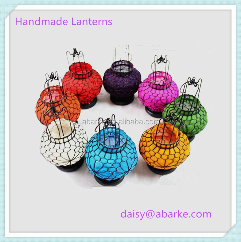 Colorful Red Iron Cloth Christmas Lanterns in Feng Shui Style for Festive Ambiance