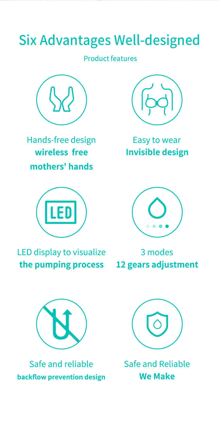 Electric Driven Breast Pump Set One Piece Portable Breast Pump Hands Free Breastfeeding Pumps