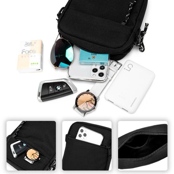 Fashion Men's Small Shoulder Bags Black Handbag Travel Wallet Mini Crossbody Bag Passport Clip Mobile Purse Strap Neck Pouch