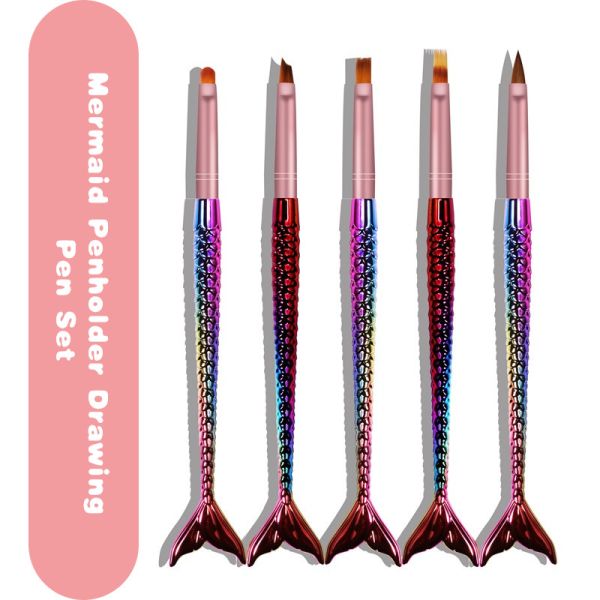 Professional 100% Kolinsky Mermaid Penholder Drawing Pen Set with Acrylic Nail