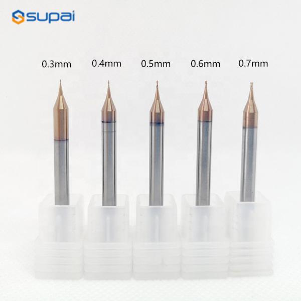 0.2-0.9mm Micro End Mills 30° Helix Angle For Steel Brass Milling