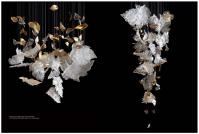 Hôtel Lobby Lustre à feuilles d'érable Armatures d'éclairage personnalisées avec suspendus en verre
