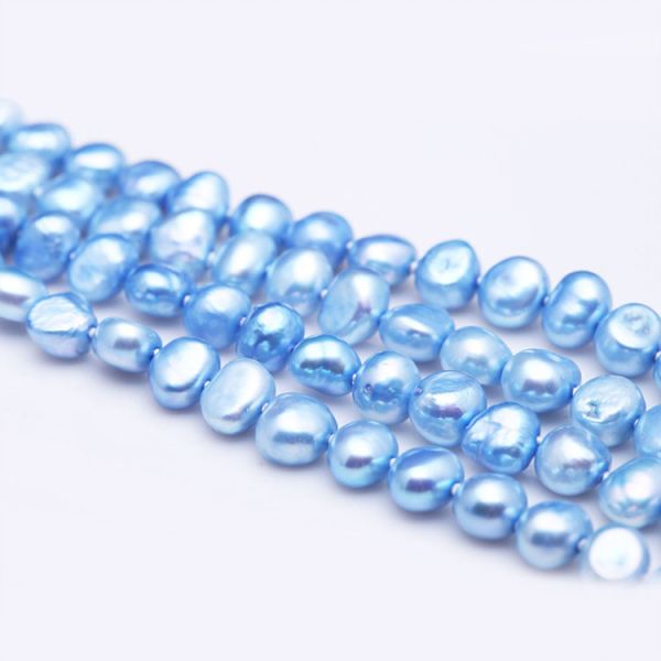 Purple 7-8mm Freshwater Cultured Baroque Shape Pearls Necklace 100 Inches(FN08281BLUE)