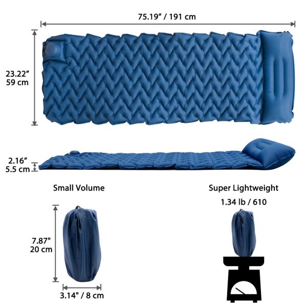 75D Polyester 2.16inch Inflatable Sleeping Pad