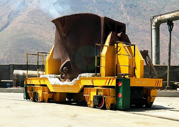 Foundry Metal Casting Ladle Car Battery Powered Slag Pot Transfer Trolley