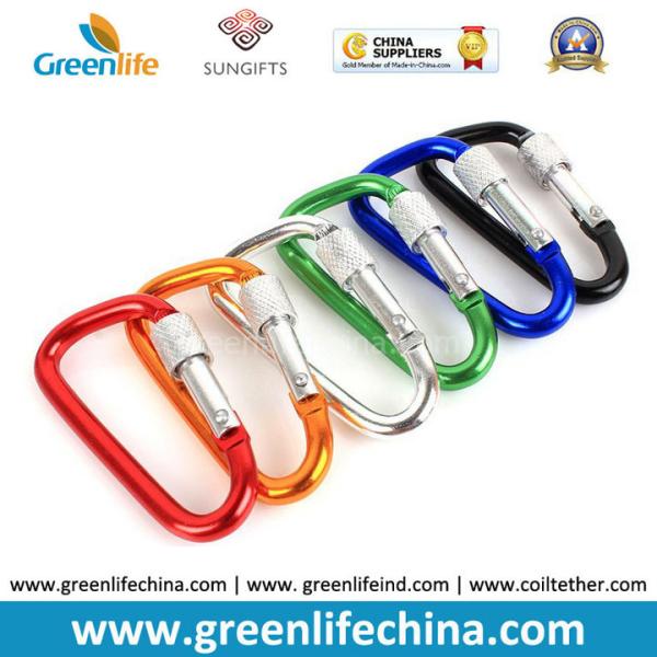 Professional 6cm aluminum carabiner keychain hooks popular logo printed promotional gifts
