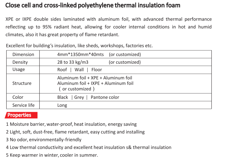 Двойной крест пены термоизоляции алюминиевой фольги сторон соединил PE XLPE XPE
