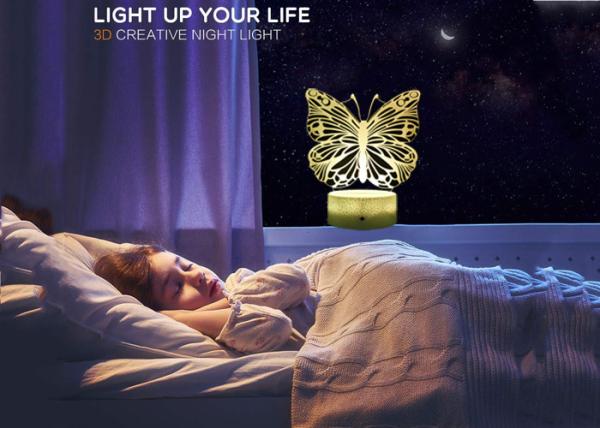 Butterfly Kids 3D LED Illusion Lamps Remote Control Timer White ABS Base