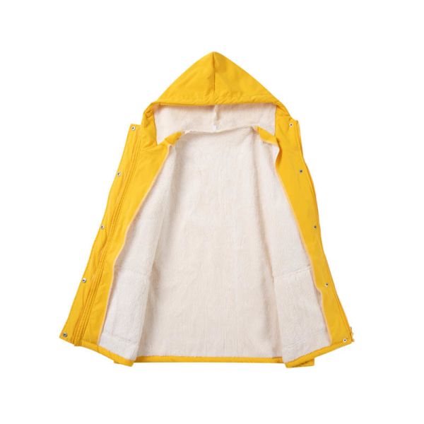 Faux-Sherpa Lined Wind-Resistant Hooded Parka in Sunflower Yellow Winter Jacket