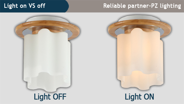 Flower shape glass shade Thailand imported OAK wood ceiling light made in Zhongshan China