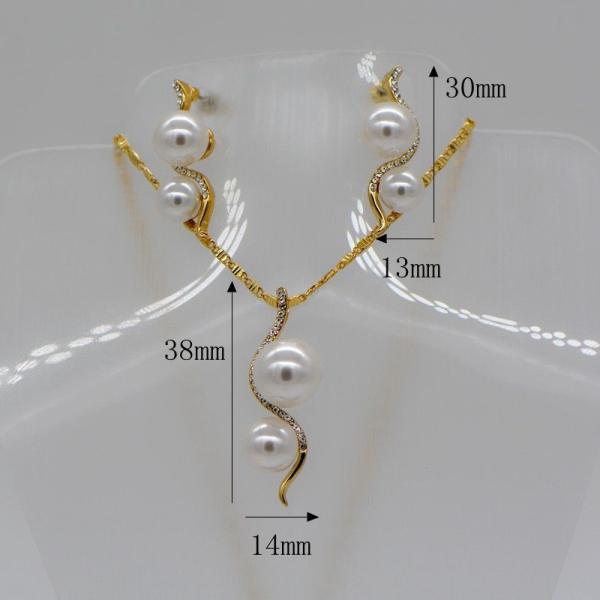 Pearl Trendy luxury crystal Necklace pendant 18K Real Gold Plated Necklace Earrings